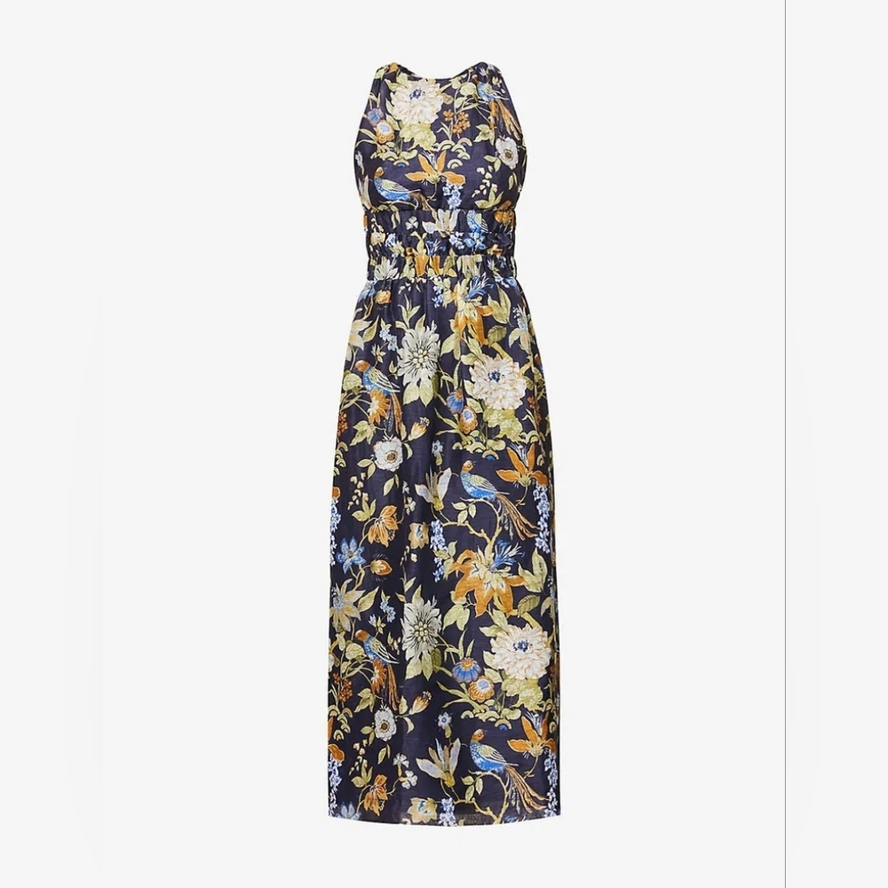 SIR the label Lilian Floral-Print Linen And Silk-Blend Midi Dress